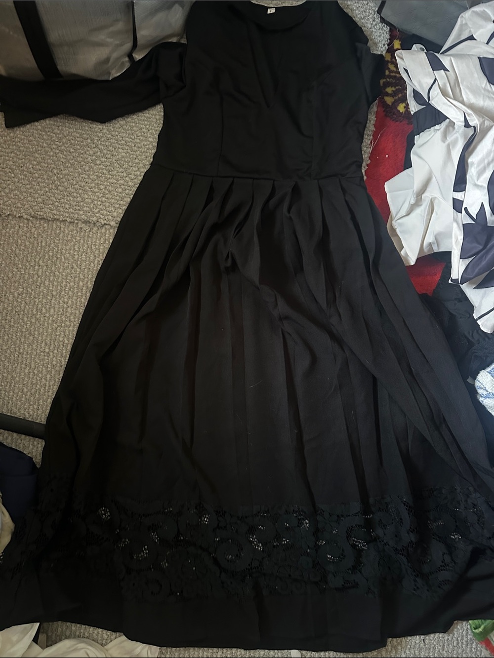 Classic Black Long Sleeve Midi Dress